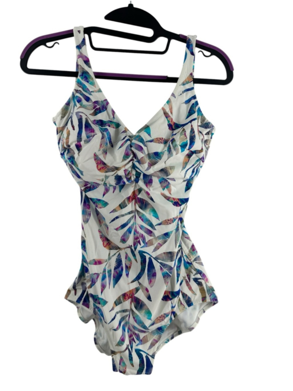 Fantasie bath suit swim suit calypso harbour colorful ruched white sz 36D